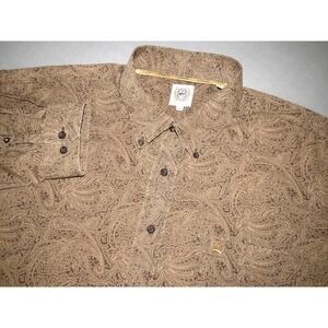 CINCH Long Sleeved Brown Paisley 100% Cotton Button Up Shirt Men's XL
